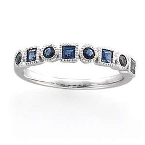   Gold Blue Sapphire Anniversary Band Ring Diamond Designs Jewelry