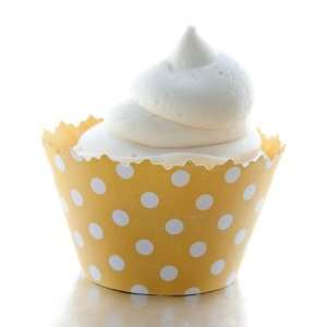 Lemon Yellow Polka Dot Cupcake Wrapper   Set of 12   Perfect Cup Cake 