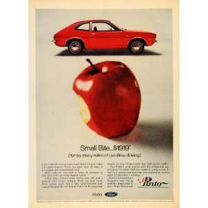 1971 Ad Ford Motor Vehicle Red Pinto Automobile Apple   Original Print 