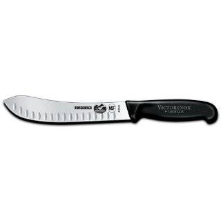 Victorinox Cutlery 8 Inch Granton Edge Butcher Knife, Black Fibrox 