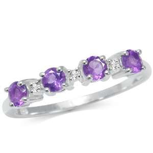  Natural African Amethyst & Whtie Topaz 925 Sterling Silver 
