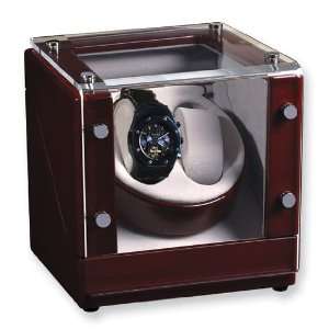    Ebony Gloss Finish 1 Turntable Winder for 2 Watches Jewelry