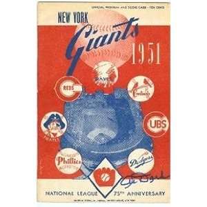  Alvin Dark autographed New York Giants 1951 Program 