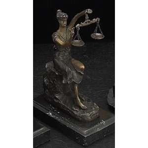  Sale  Victorious Blind Lady Justice on Marble  Bronze 