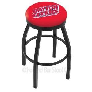 Dayton Flyers Logo Black Wrinkle Swivel Bar Stool with Flat Accent 