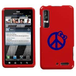   DROID 3 XT862 BLUE PEACE BOW ON RED HARD CASE COVER: Everything Else