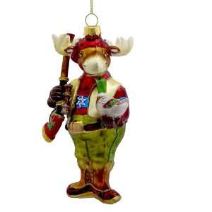  Kurt Adler 5.75 Glass Hunting Moose Ornament: Home 