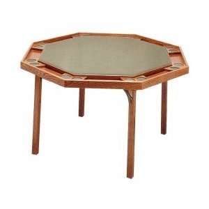  Solid Ranch Oak Octagonal Poker Table with Green Vinyl Top 