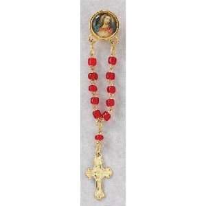   Sacred Heart of Jesus, Red Beads, and Cross   MADE IN ITALY: Jewelry