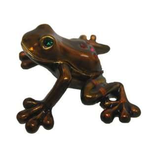  Miniature Bejeweled Enameled Brown Frog Trinket Box Size 1 