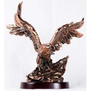   Eagle Gripping American Flag In Talons Display Statue