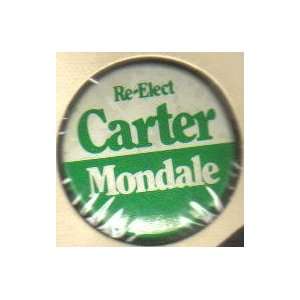  1980 Re elect Carter Mondale Political Button Everything 