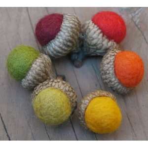 Needle Felted Acorns  Handmade with real wool  FALL COLORS mix  in 