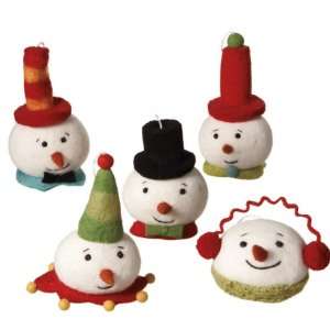    Set of 5 Christmas Wool Snowman Head Figures: Home & Kitchen
