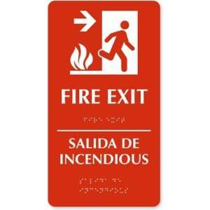  Fire Exit (right arrow) (bilingual) TactileTouch Sign, 6 