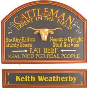  Personalized Wood Sign   CATTLEMAN