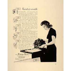  1940 Ad Pitney Bowes Postage Meter Machine Woman Mail 