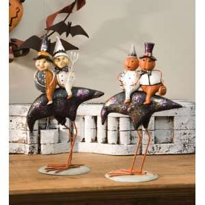  Whimsical Iridescent Resin Crows with Halloween Characters 