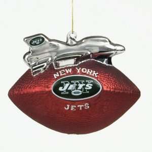  New York Jets NFL Glass Mascot Football Ornament 6 Sports 