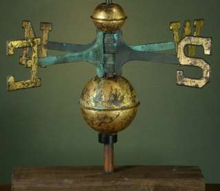ANTIQUE WEATHER VANE from the CAWOOD HOMESTEAD, GILDED COPPER, 36X 23 