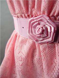 ROMANTIC Crochet Lace Ruffle Belted Tube Top Shirt M  