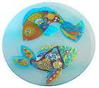 Funky Fish Hand Painted Colorful Glass Fusion Platter by Evergreen 