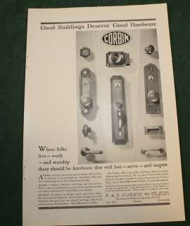 Vintage 1929 P & F Corbin Hardware Ad Nat Geo  
