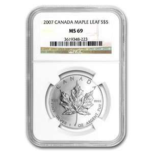  2007 1 oz Silver Canadian Maple Leaf MS 69 NGC: Everything 