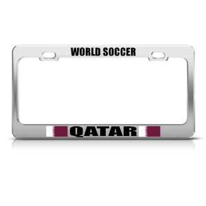 Qatar Flag Chrome Sport Soccer license plate frame Stainless Metal Tag 