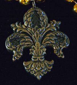 Bronze Fleur de Lis Mardi Gras Necklace Beads Orleans  