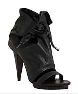 Balenciaga black pebbled leather open toe ankle boots style# 316479901
