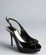 Christian Dior black patent leather bow detail