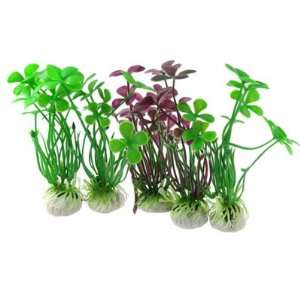  Como 5 Pcs Purple Green Four Leaf Clover Plastic Plant for 