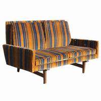 Vintage Walnut Jens Risom Settee Sofa Couch Lounge  
