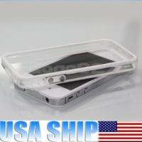 White Clear Bumper Frame TPU Silicone Case for iPhone 4S 4G W/Side 