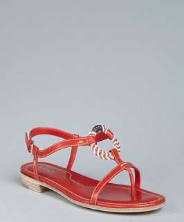 Tods red leather Matisse ring thong sandals