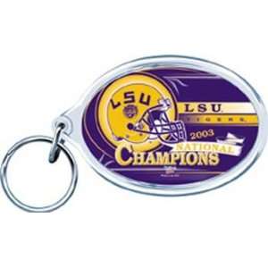  LSU Tigers 2003 National Champions Oval Key Chain: Sports 