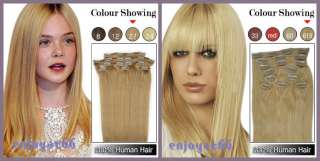 8pcs 18 20 Clip in 100% Remy Human Hair Extensions 100g #1,#1B,#4,#6 