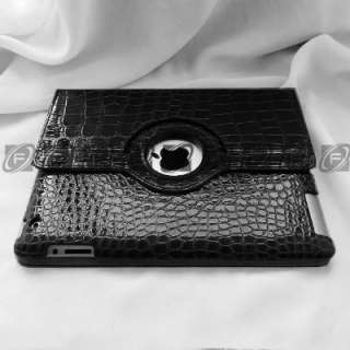 iPad 2 Crocodile PU Leather Case Smart Cover Rotating Stand Choose 