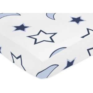   Night Fitted Crib Sheet Stars and Moon Print by JoJo Designs White