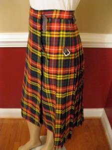 Yellow Black English Wool Kilt Skirt Tartan SZ 0 or 2  