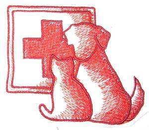 Vet Veterinarian Tech Logo Red Outline Iron on Patch  