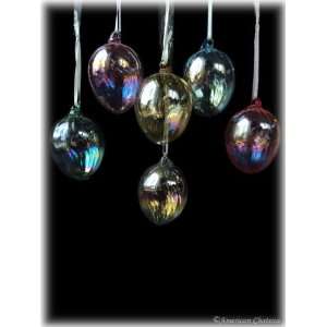  Set of 6 Blown Easter Egg Art Glass Christmas Ornaments 