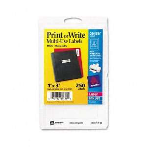 Avery : Print or Write Removable Multi Use Labels, 1 x 3, White, 250 