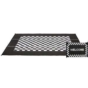 Reversible Checkered Racing Patio Mat with BONUS Door Mat 