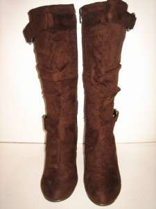 Suede Slouch Buckle Dress Mid Heel Knee High Boots ALL Sz   Auto 01 