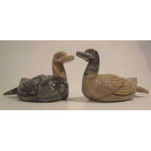  2 Piece Soapstone Duck Figurine 4.0h x 6.0w Duck Stone 