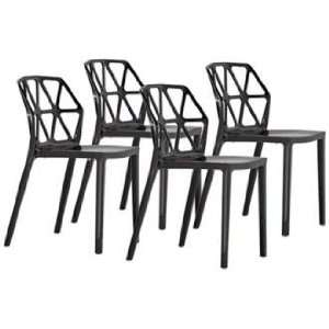 Set of 4 Zuo Juju Black Outdoor Dining Chairs: Home 