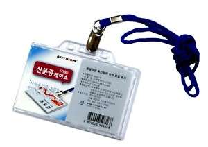 ID Card Holder + CLIP +STRAP Horizontal Hard Plastic  