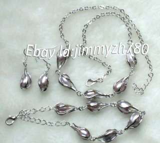 Beautiful purple pearl necklace & bracelet & earring  
